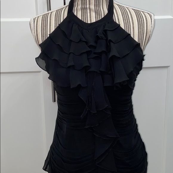 Express Black Ruffle Halter Top. - Picture 5 of 8